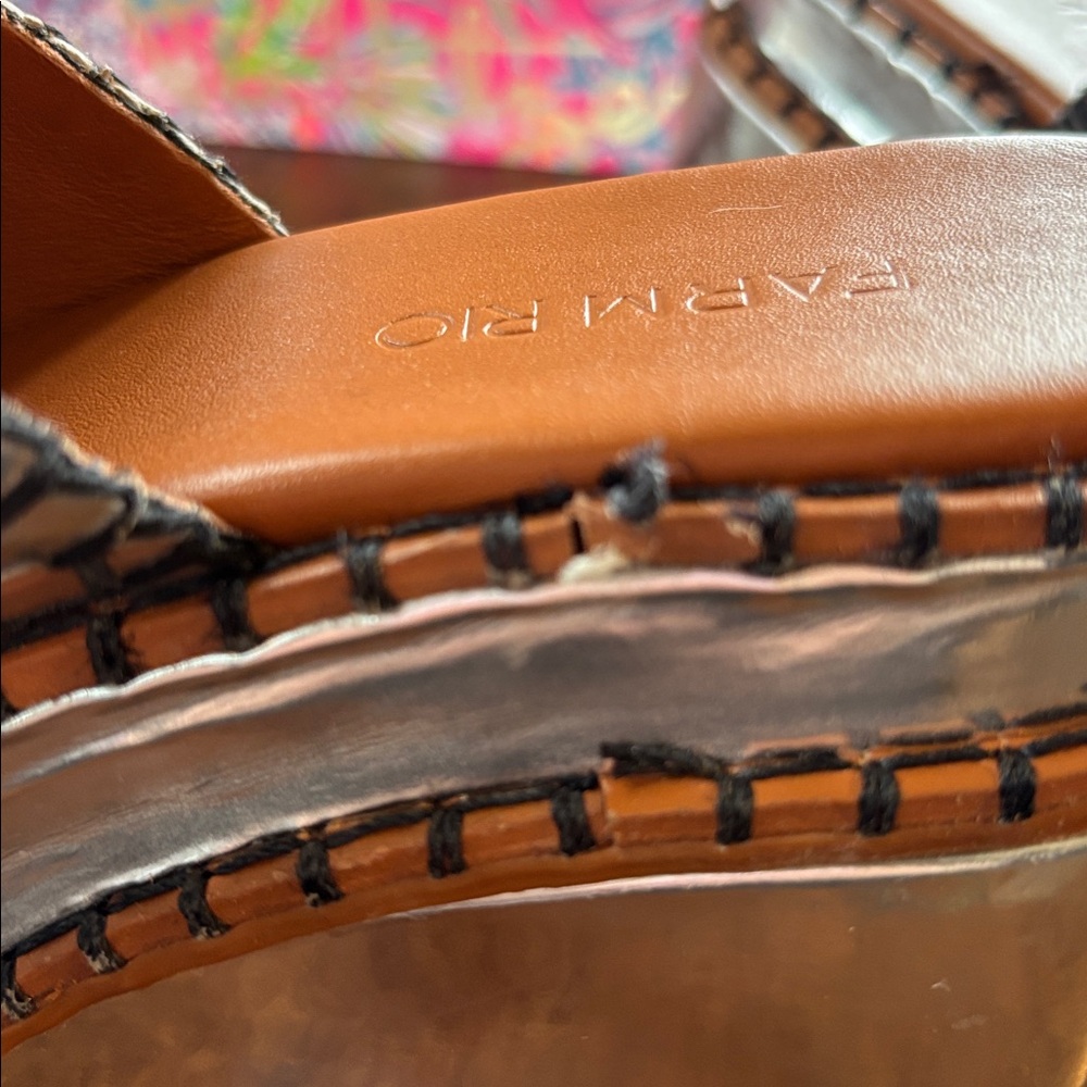 Farm Rio Sample Silver Wedge Mule Sandal - Picture 8 of 14